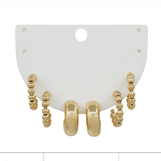 3 SET GOLD HUGGIE WATER RESISTANT HOOPS