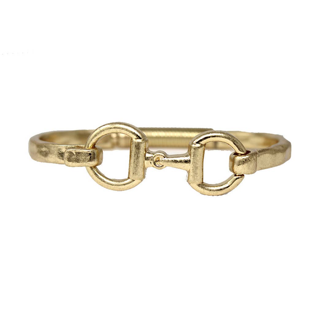 WORN GOLD HINGED BRACELET | HORSE BIT CLOSURE